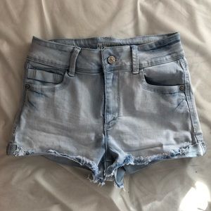 High Rise Stretch Denim Shorts